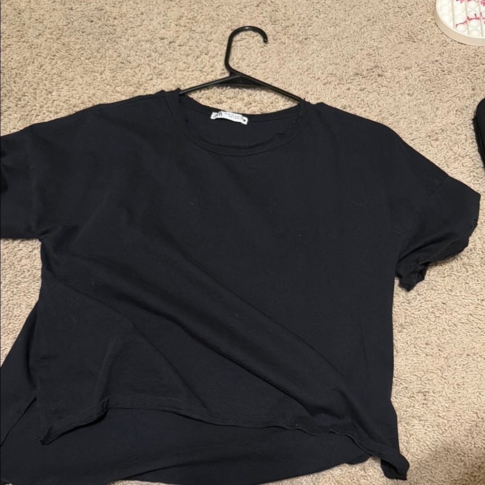 Zara Black Crewneck Tee Top